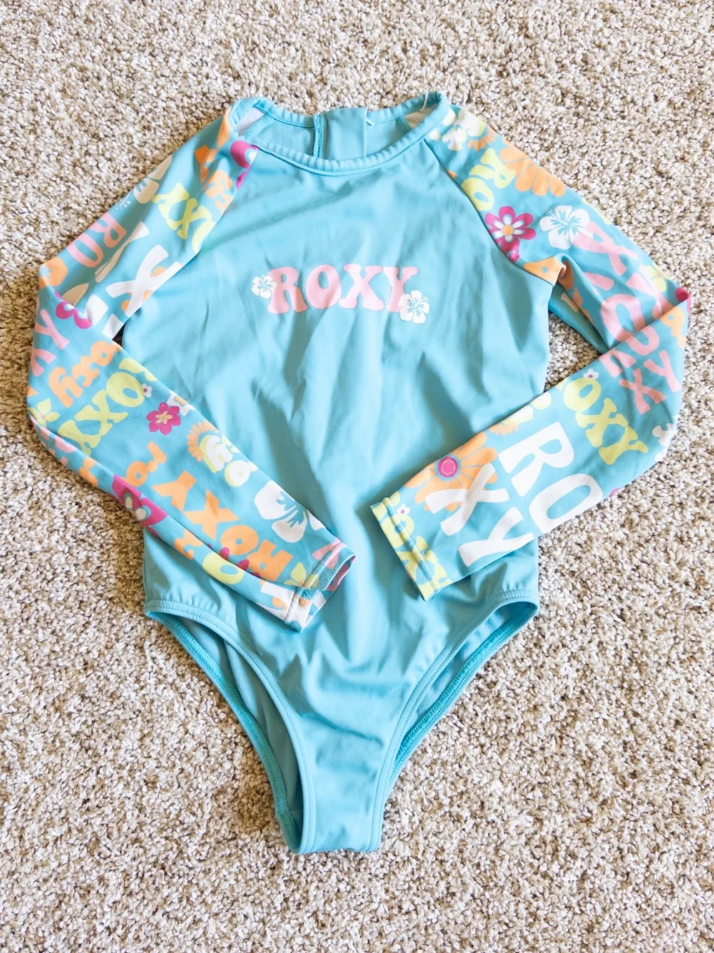 Bundle of 2 Girls 5 Rash Guard Long Sleeve One Piece Swimsuit Roxy Lands End